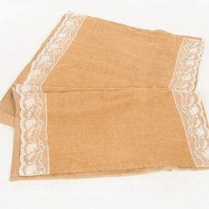 AISLE RUNNER - HESSIAN AND LACE  10M X 1.2M