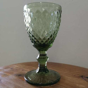 GLASSWARE - TEXTURED - WINE GLASS - GREEN