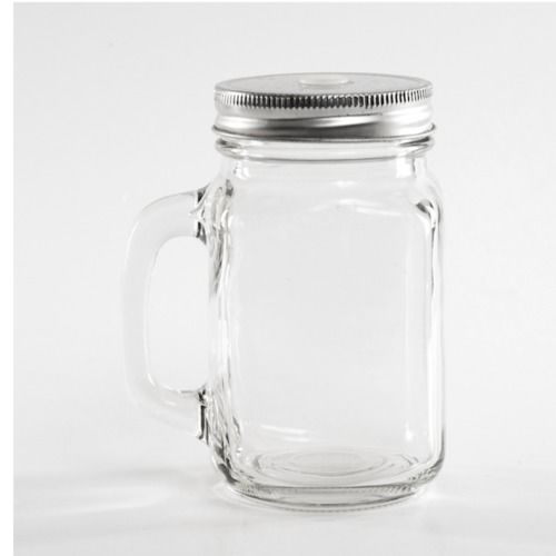 GLASS JAR - MUG WITH HANDLE 13CM X 8CM (350ML)