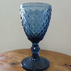 GLASSWARE - TEXTURED - WINE GLASS - BLUE