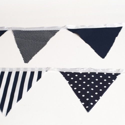 BUNTING - NAVY AND WHITE  STRIPE AND POLKA